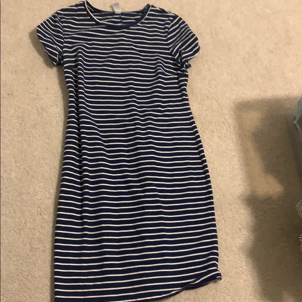 Navy blue and white cotton dress